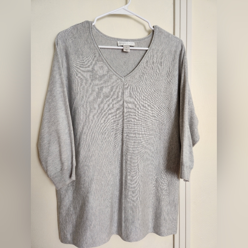 Christopher and Banks grey v-neck 3/4 sleeve sweater